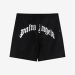 Palm Angels Swim Shorts Black Whit Curves Logo