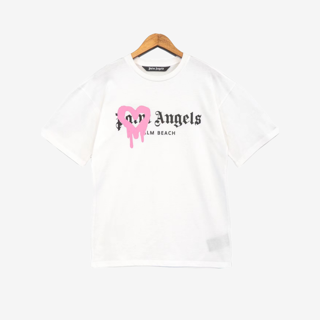 T-Shirt Palm Angels St Moritz Heart White & Pink
