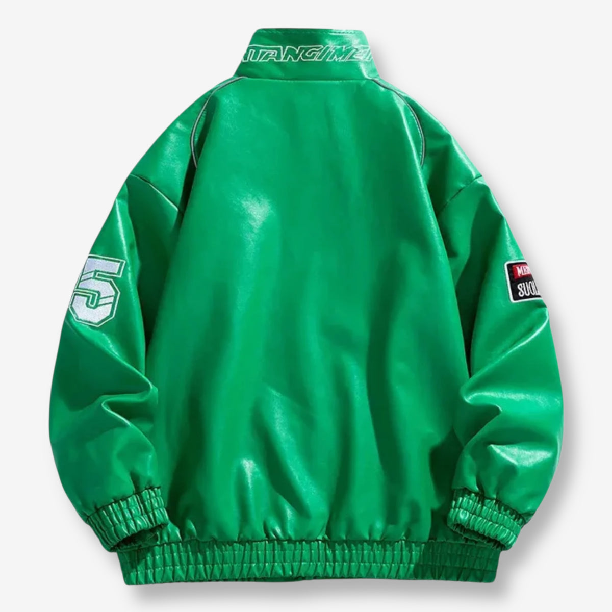 MEPIMANG Green Leather Racing Jacket