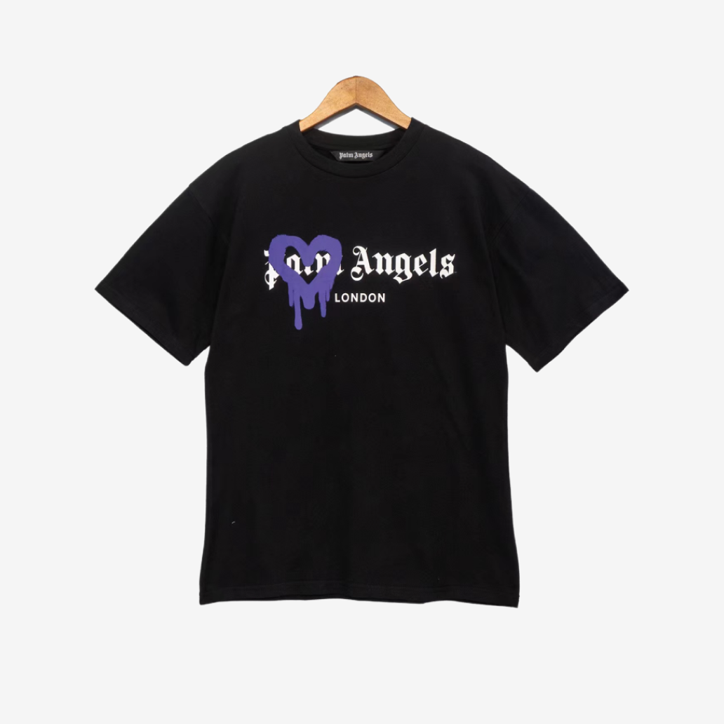 T-Shirt Palm Angels St Moritz Heart Black & Purple