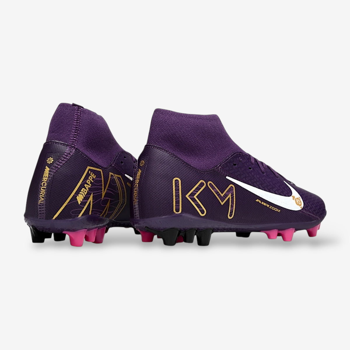 Nike Mercurial Superfly 9 Academy TF “Mbappé 93” – Dark Purple/White/Gold/Pink
