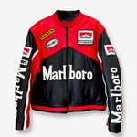 Marlboro Red Black Leather Racing Jacket