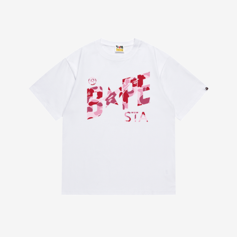 T-Shirt A Bathing Ape White & Pink STA