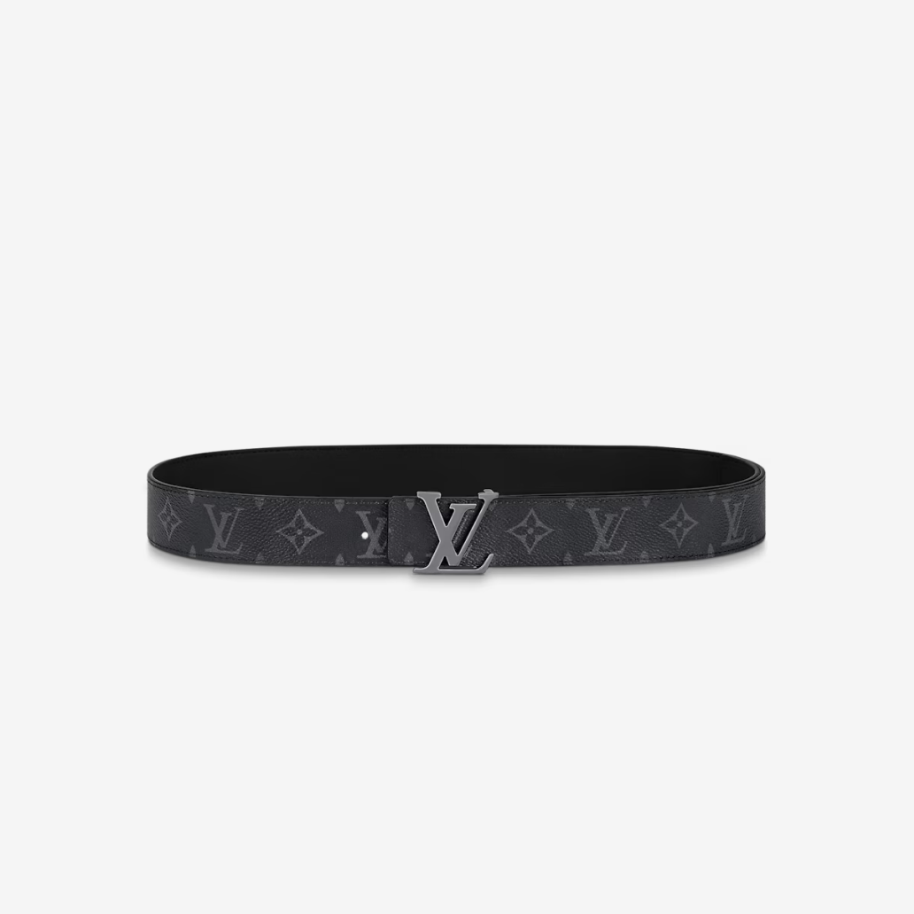 Louis Vuitton Monogram Eclipse Canvas Initials 40mm Matte Black Belt