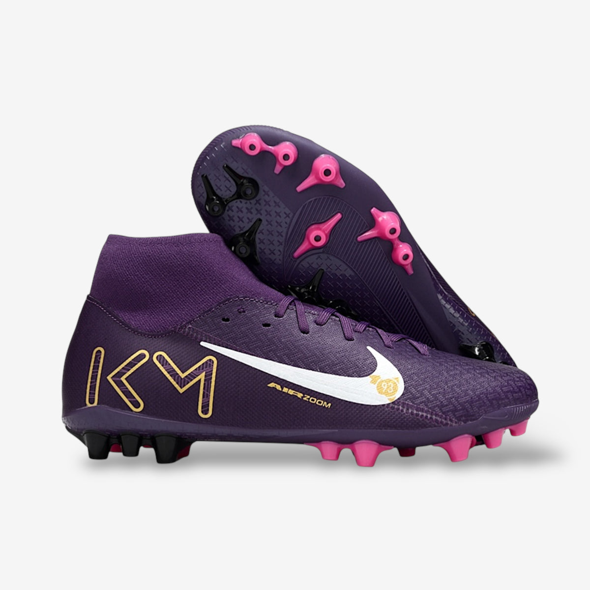 Nike Mercurial Superfly 9 Academy TF “Mbappé 93” – Dark Purple/White/Gold/Pink