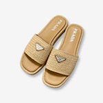 Prada Raffia Slide Sandal “Beige”