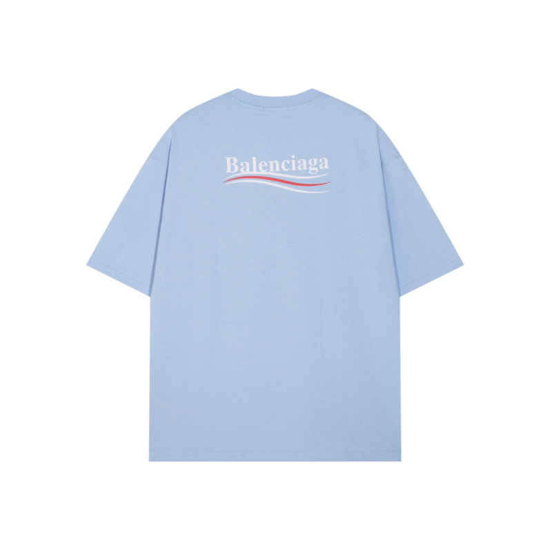 T-Shirt Balenciaga Light Blue Political Logo