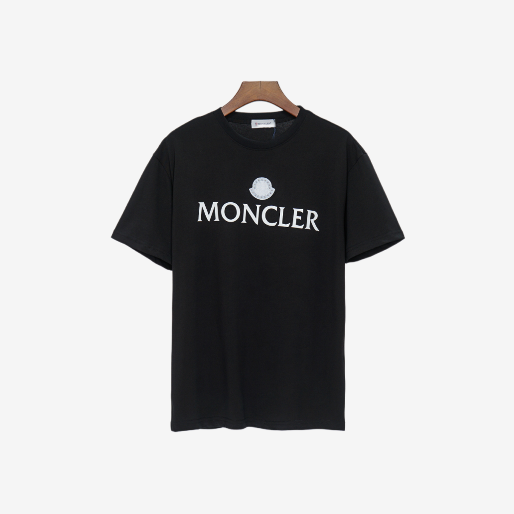 T-Shirt Moncler Logo Print Cotton Black