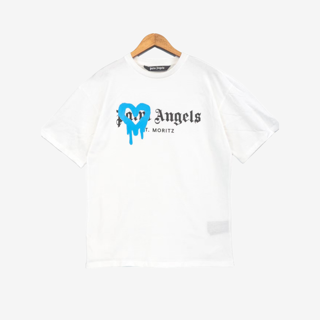 T-Shirt Palm Angels St Moritz Heart White & Blue