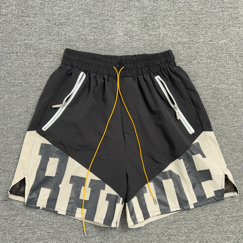 Rhude Flight Logo Print Cotton-Twill Drawstring Shorts Black
