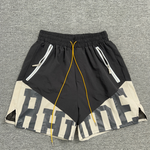 Rhude Flight Logo Print Cotton-Twill Drawstring Shorts Black