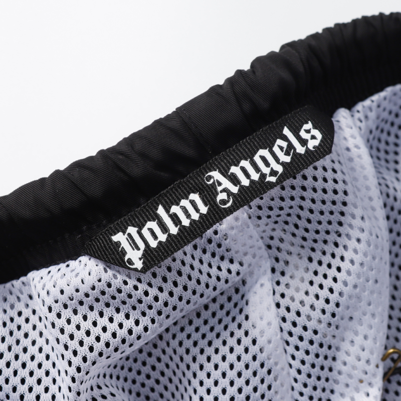 Palm Angels Swim Shorts Black Whit Curves Logo