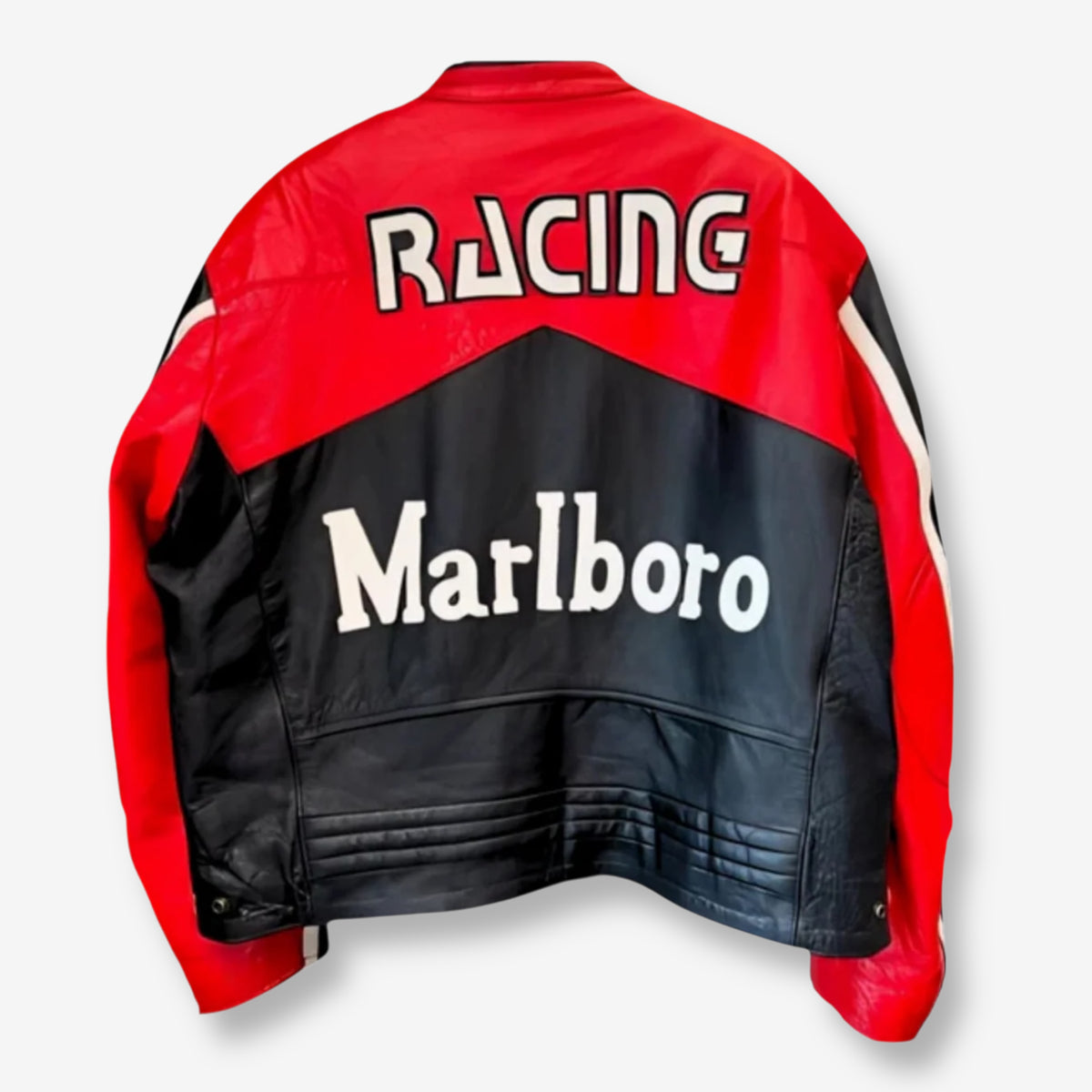Marlboro Red Black Leather Racing Jacket