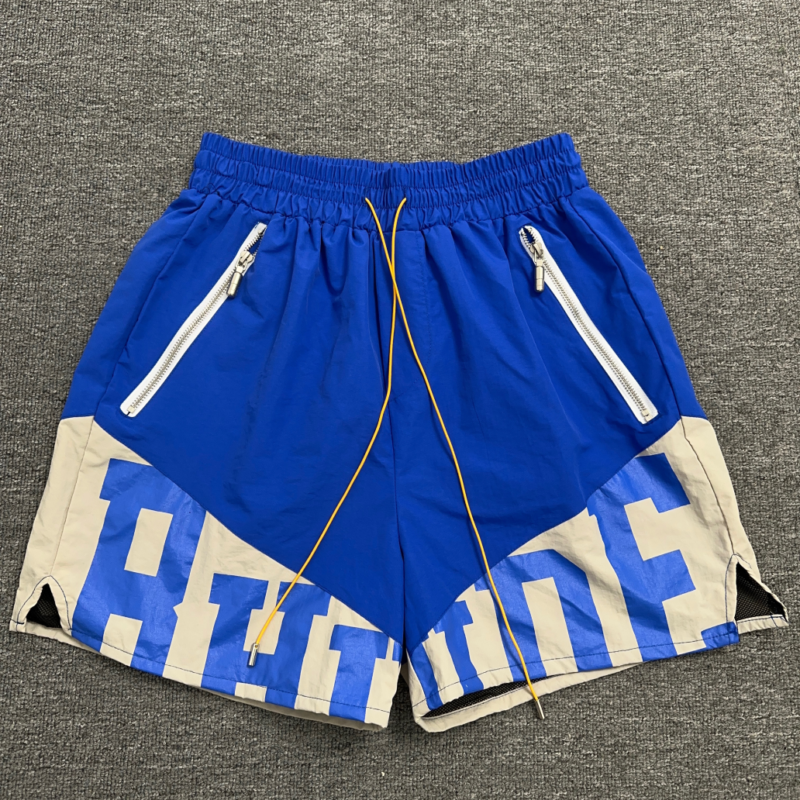 Rhude Flight Logo Print Cotton-Twill Drawstring Shorts Blue