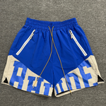 Rhude Flight Logo Print Cotton-Twill Drawstring Shorts Blue