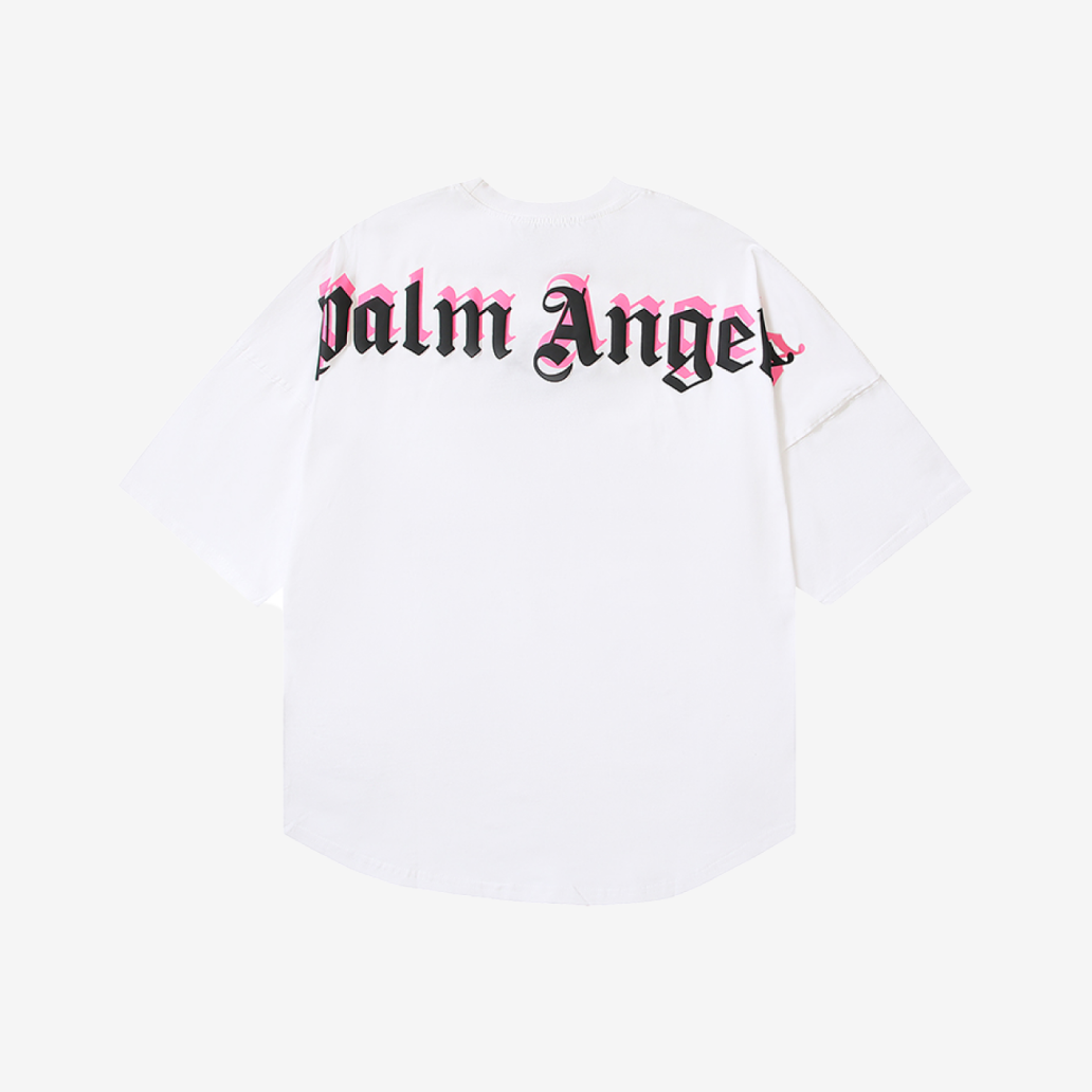 T-Shirt Palm Angels Oversize White & Pink