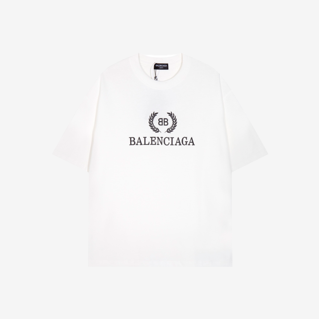 T-Shirt Balenciaga White BB Crown Logo Tee