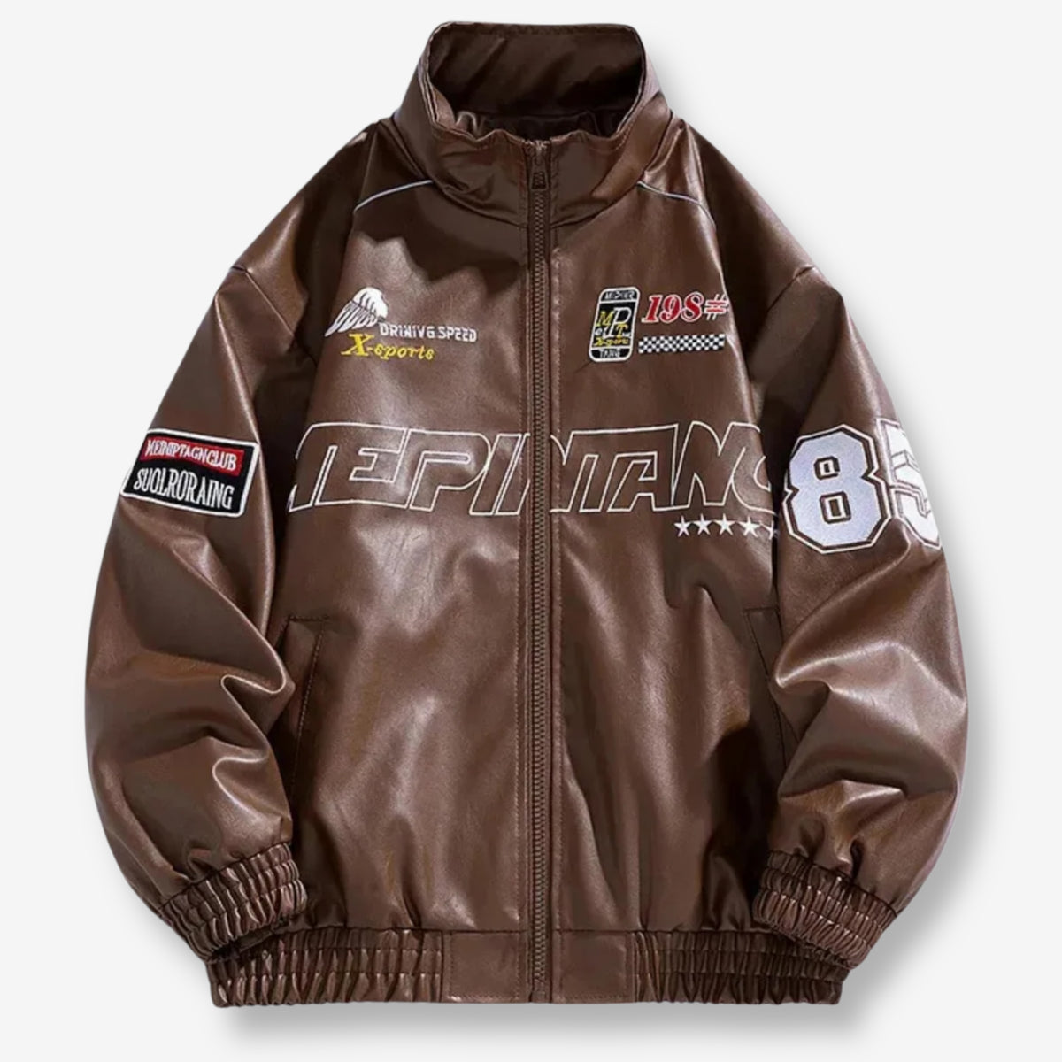 LAP 85 Brown Leather Racing Jacket