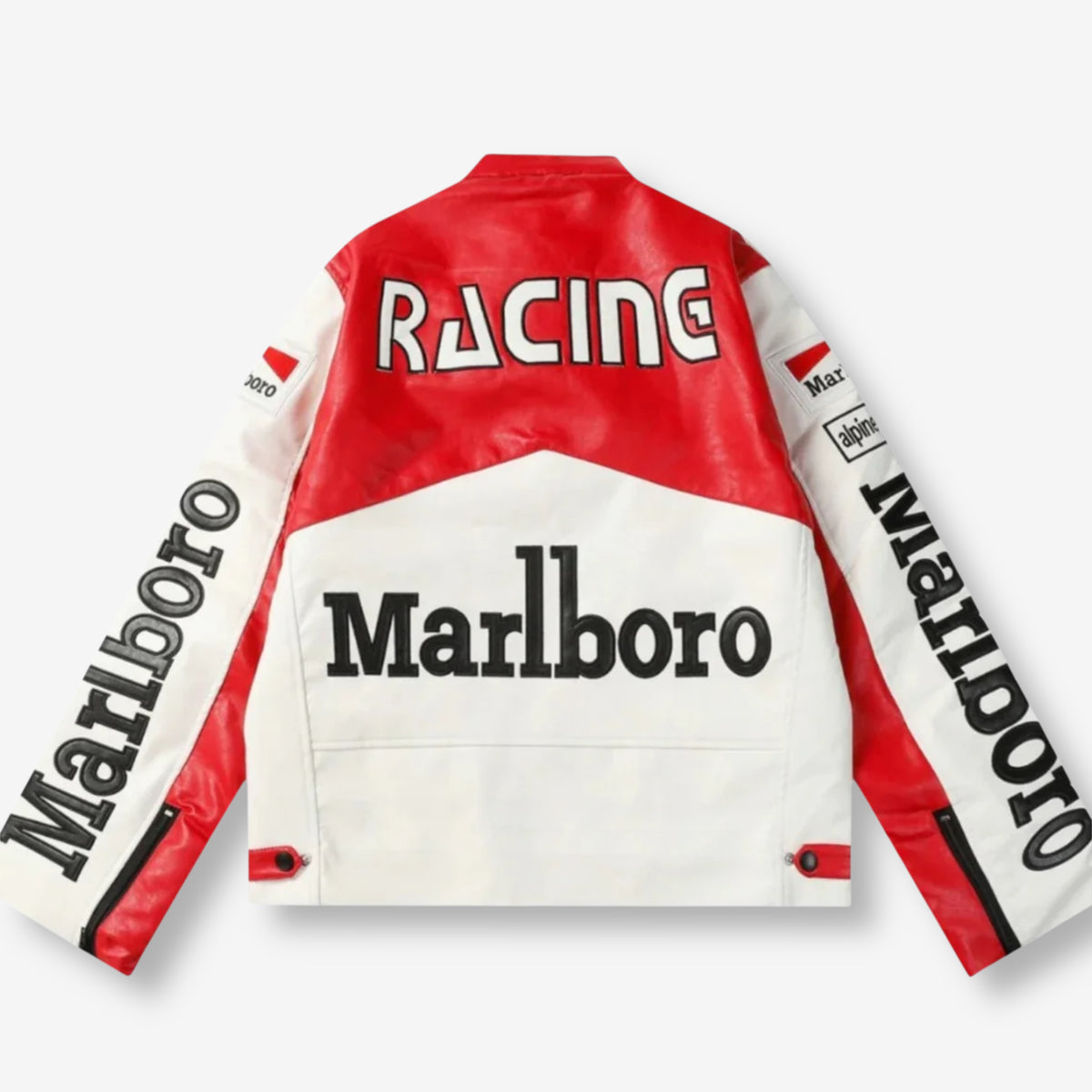 Marlboro Red White Leather Racing Jacket