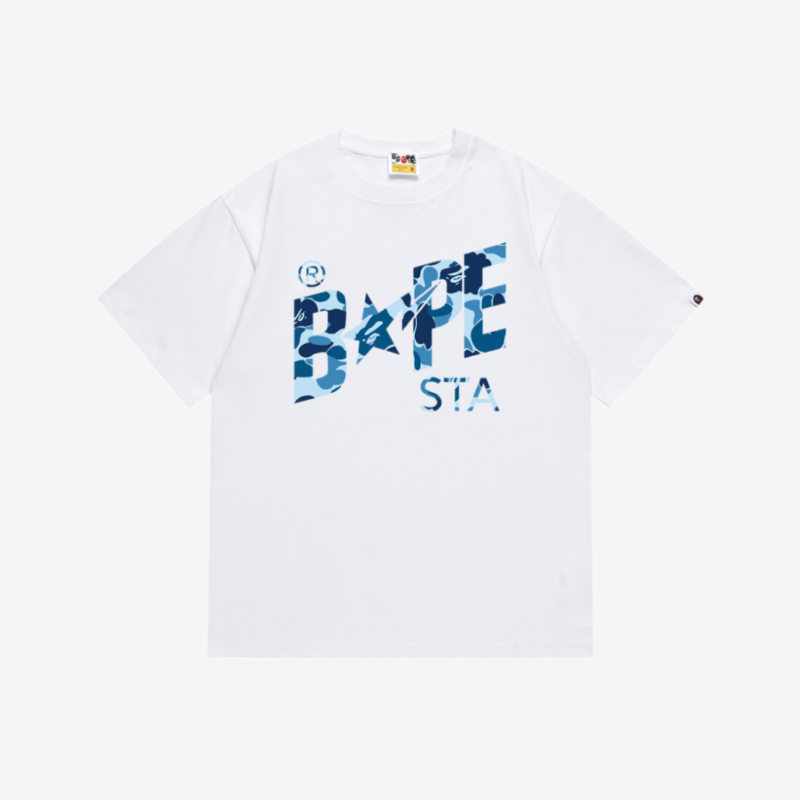 T-Shirt A Bathing Ape White & Blue STA