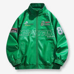 MEPIMANG Green Leather Racing Jacket