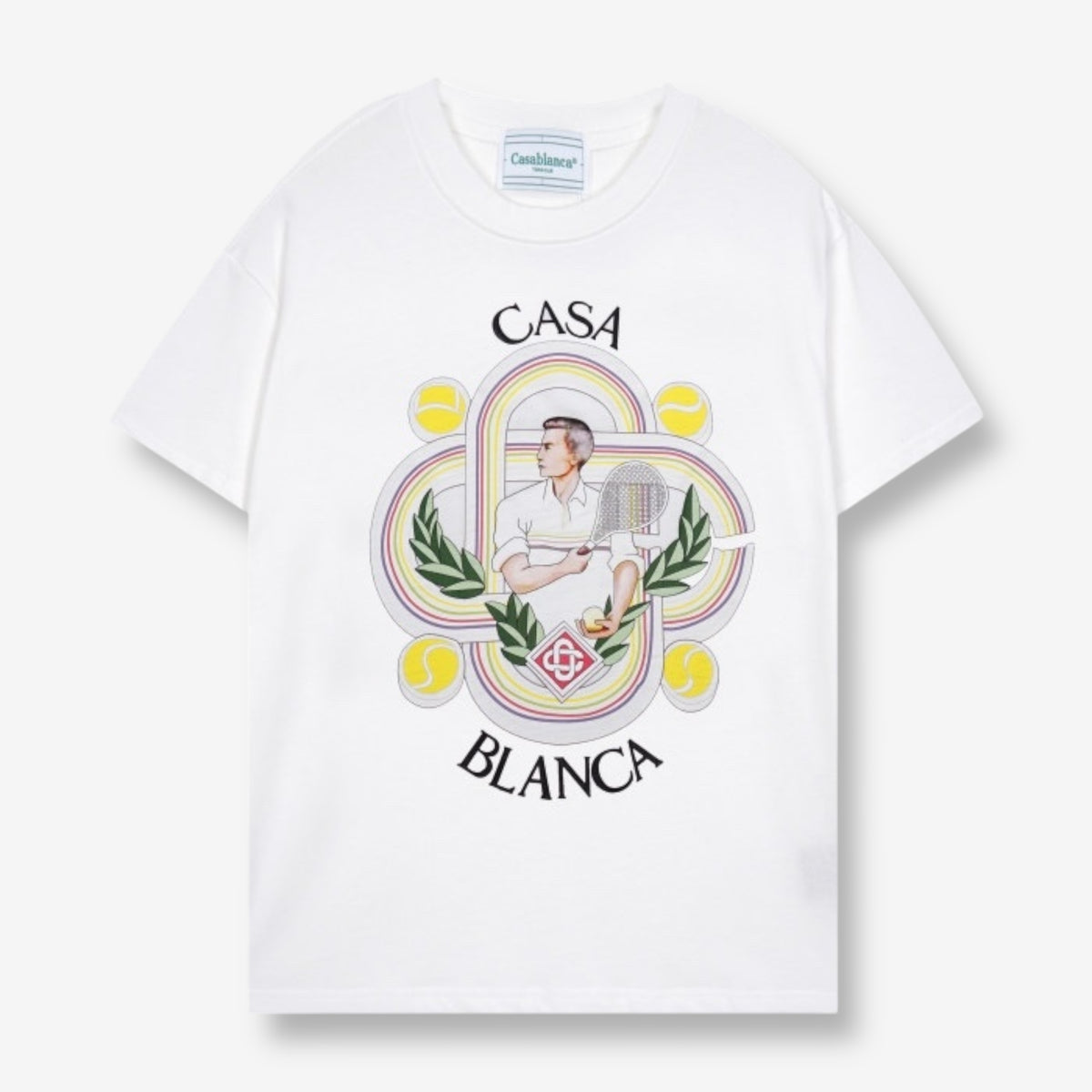 Casablanca Tennis Player Graphic White T-Shirt
